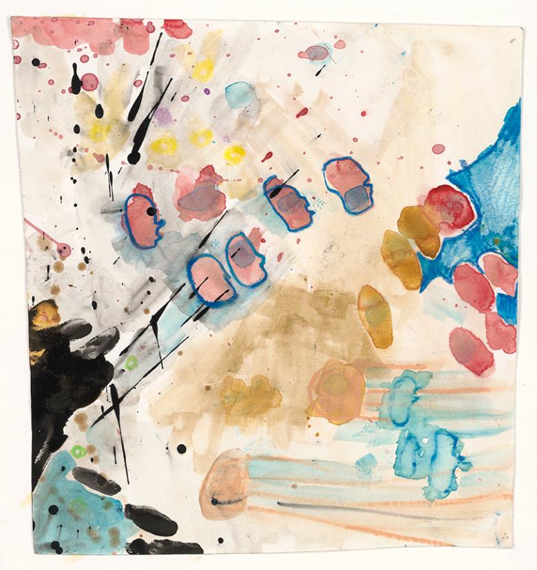 Abstract with Gray Black Bubbles. Mixed media on artist paper, 11X11 in (28x28 cm). Fig. 018