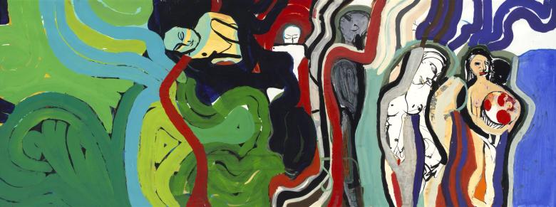 Figures in Waves. Mixed media on artist paper. 36 x 95 in (91 x 240 cm). Fig. 173