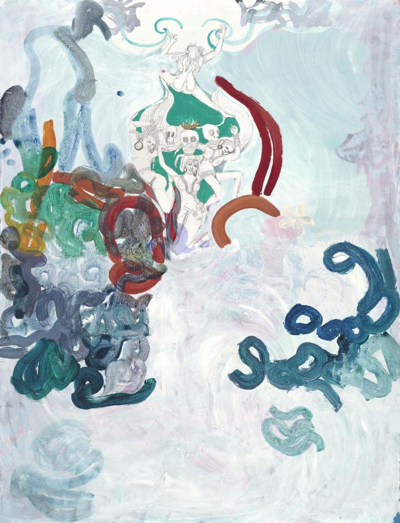 Abstract with White Women. Acrylic, gouache and ink on artist paper. 49.5 x 38 in (126 x 97 cm.) Fig. 313