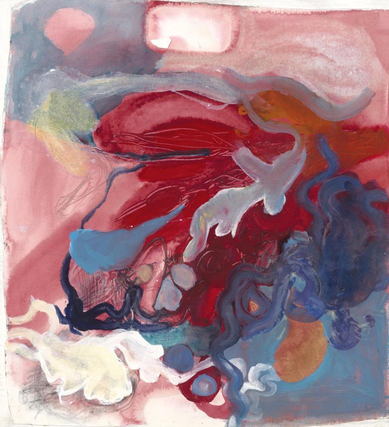 Figures on Red. Acrylic and gouache on high quality acid-free art paper, 23 x 21.4 in (59 x 54 cm). Fig. 021