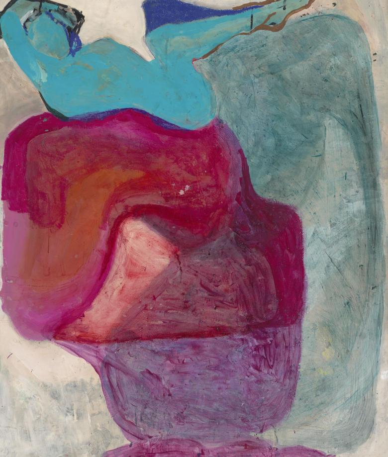 Turquoise Woman. Acrylic and gouache on high quality acid-free art paper, 51.5 x 44 in (131x111 cm), Fig. 001