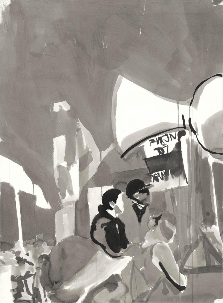 Antii Iraq War Demonstration. Sumi ink on high quality acid-free art paper, 30 x 22.2 in (76 x 56.5) cm. Fig.315