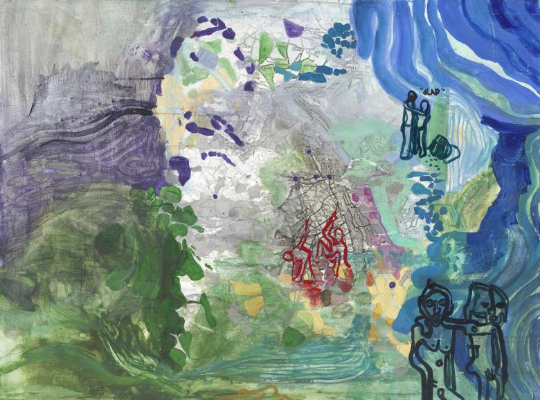 .Composition in Blue. Mixed media on artist paper. 36 x 48 in (91 x 123.5 cm). Fig. 005