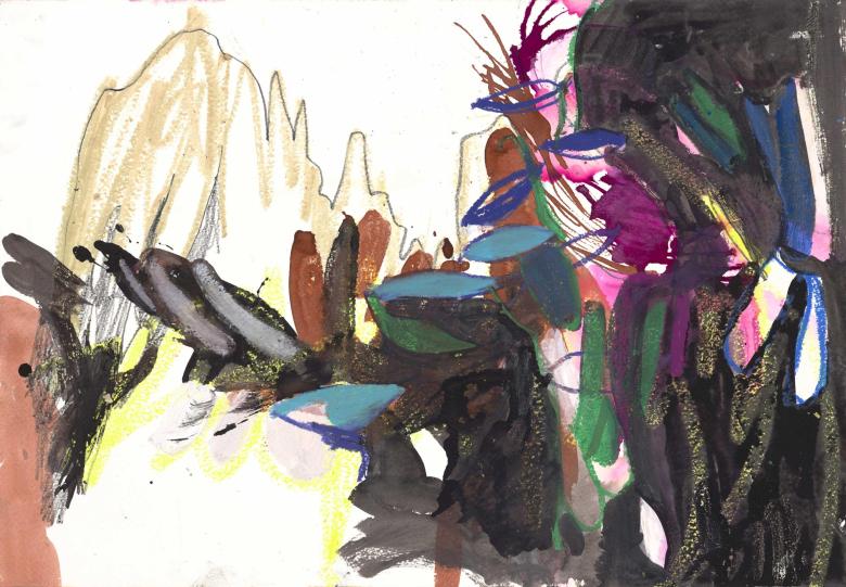 Abstract Landscape. Mixed media on artist paper. 15 X 21.5 in (38 x 55 cm). Fig. 372