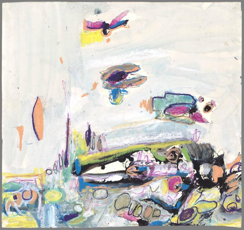 Abstract with Circles II. Pastel, ink, acrylic on artist paper. 23 x 25 in (59.5 x 63 cm). Fig. 362