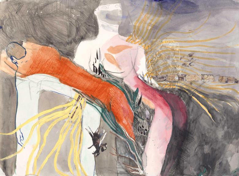 Figures in White, Pink and Red. Mixed media on paper. 30 x 22.2 in (76 x 56.5 cm). Fig. 067