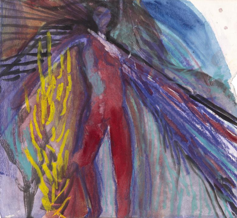 Red Figure. Pastel and gouache on paper. 9 x 10 in (23 x 25 cm). Fig. 075