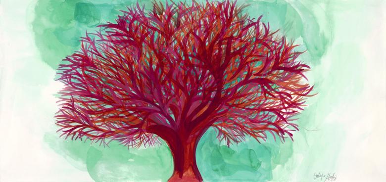 Red Tree. Ink and watercolor on high quality acid-free art paper, 13 x 28 in (33 x 70.5 cm). Fig. 017