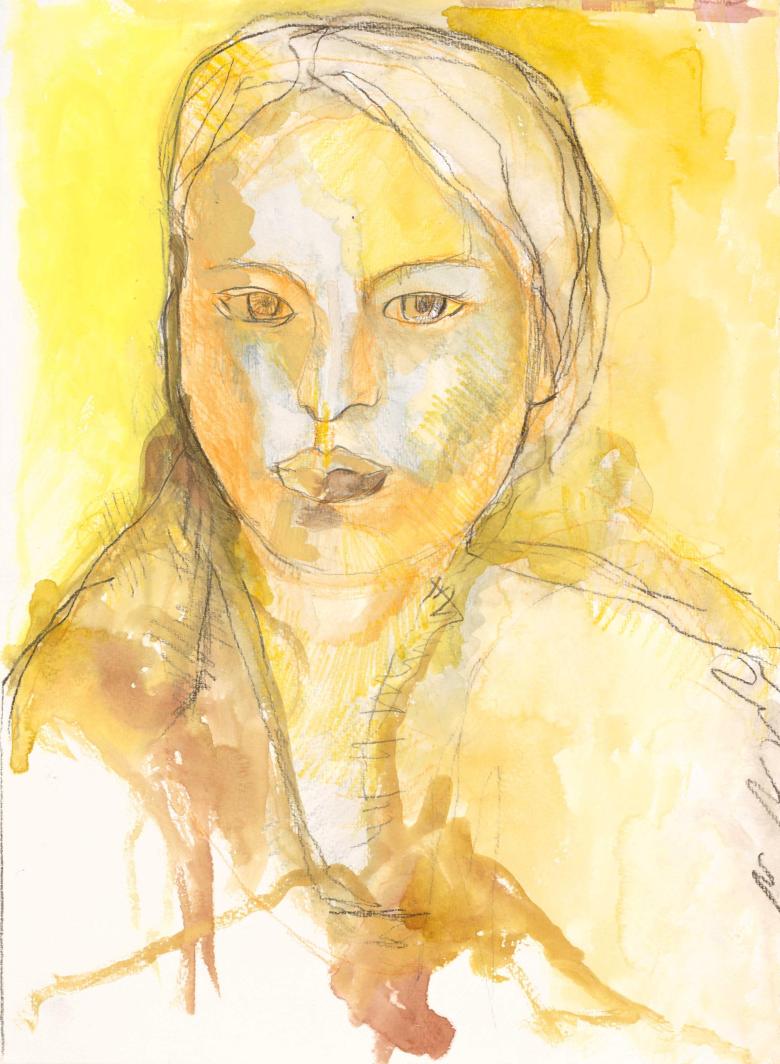 Woman in yellow. Watercolor and pencil on paper. 15 x 11 in (38 x 27.6 cm). Fig. 112