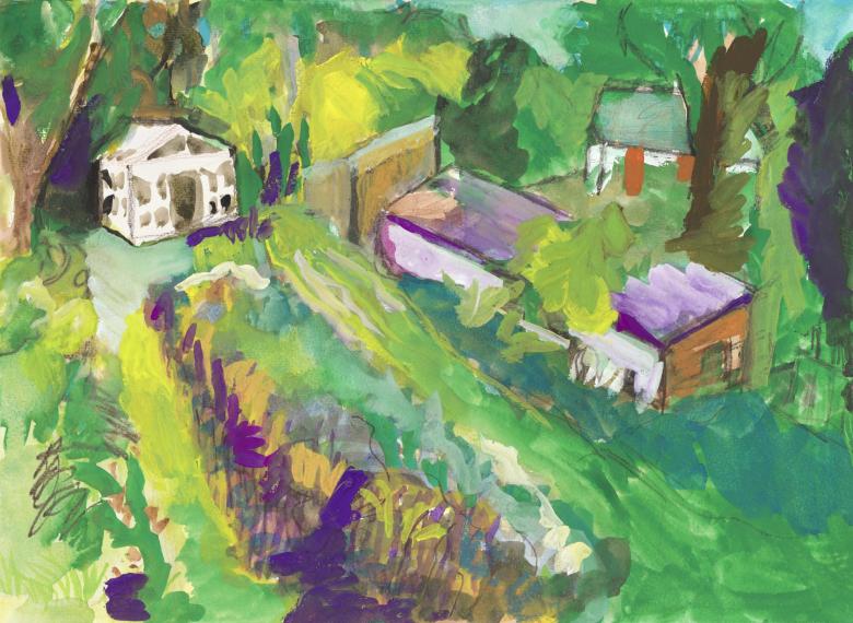 New York Farm. Gouache on high quality art paper, 11 x 15 in (27.6 x 38 cm). Fig. 064