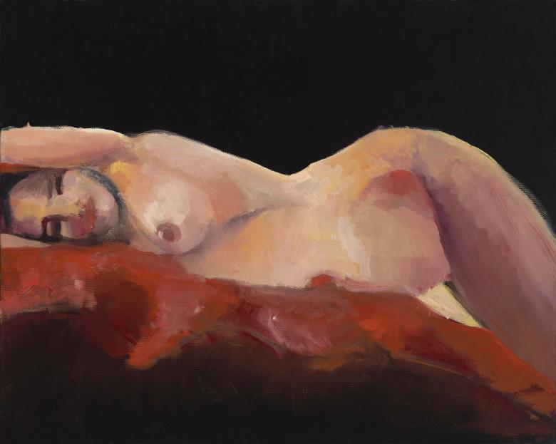 Woman on Red Cloth II. Oil on canvas, 16 x 20 in (40 x 50 cm). Fig. 032