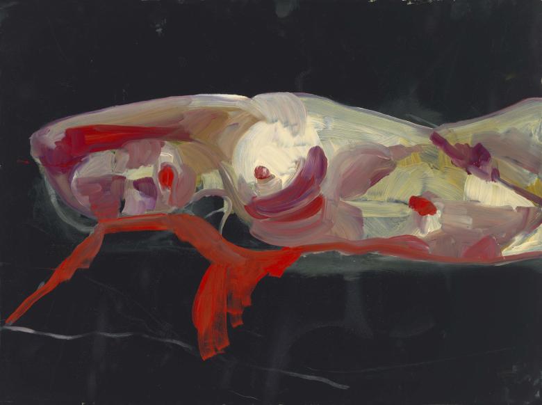 Woman on Red Cloth. Oil on wood, 17.6 x 23.7 in (45 x 60.5 cm). Fig. 031