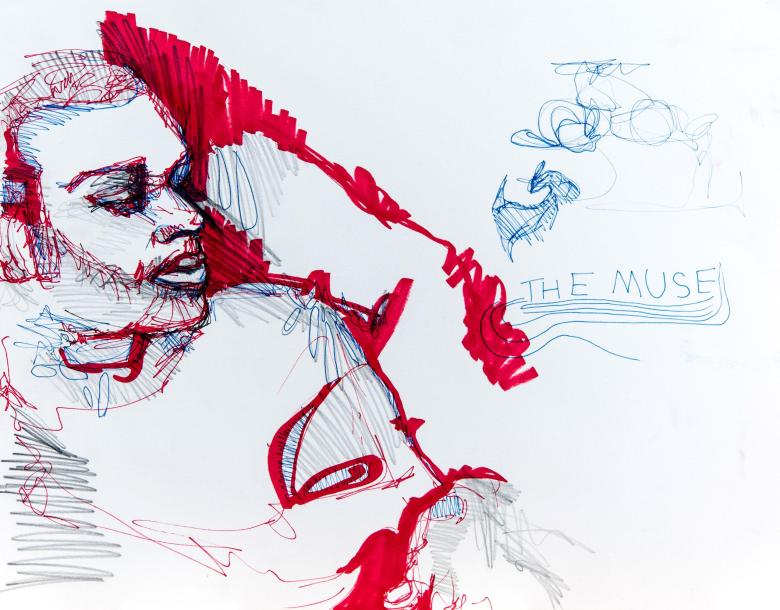 The Muse. Pencil, marker on paper. 14 x 11 in (35.5 x 27.5 cm). Fig. 251