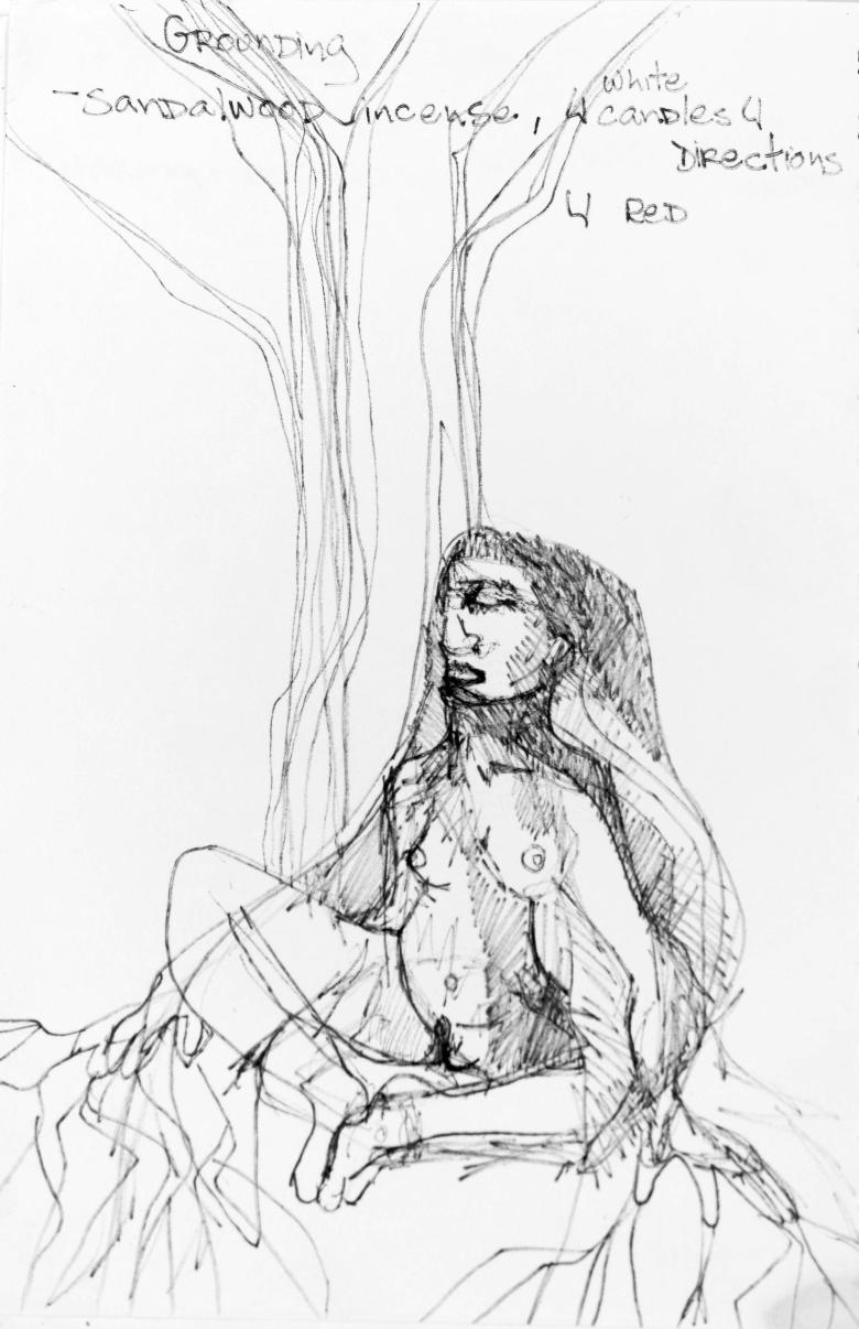 Sketchbook. Grounding/ Sandal/ Wood/ Incense. Ink on paper, 10 x 6.5 in (25 x 16.5 cm). ig. 205