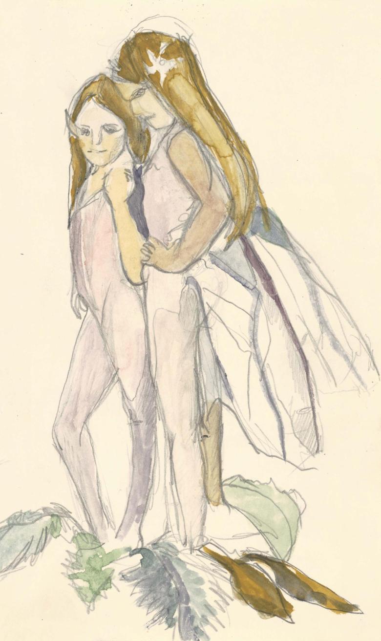 Fairies, Watercolor and pencil on artist paper. 8.4 x 5.2 in (21.3 x 13.2 cm).Fig. 136