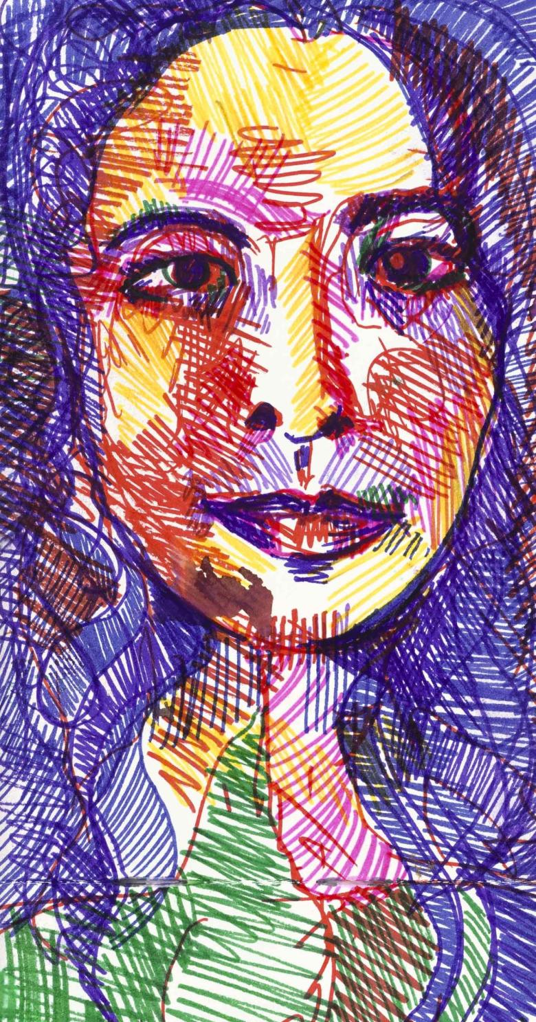 Ariane. Permanent marker on art paper, 5 x 16 in (13 x 41 cm). Fig. 151