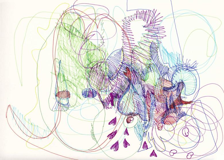 Sketchbook. Life come shining.  Ink on artist paper, 8.1 x 11.5 in (21 x 29.5 cm). Fig. 202a