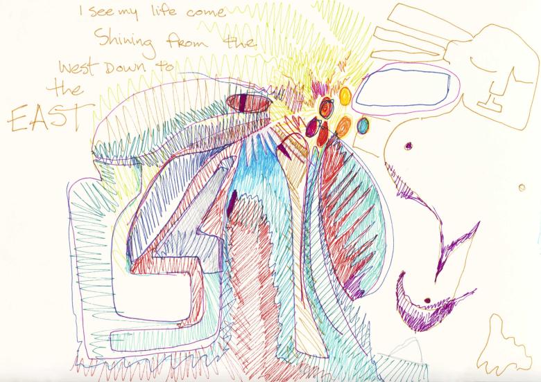 Sketchbook. Abstract with Hearts.  Ink on artist paper, 8.1 x 11.5 in (21 x 29.5 cm). Fig. 202b