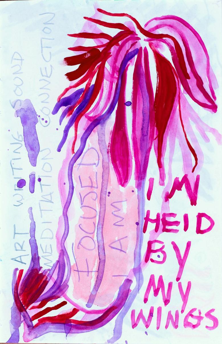 I am held by my wings. Watercolor, marker and pencil on paper. 7.8 x 5.1 in (20 x 13 cm). Fig. 138
