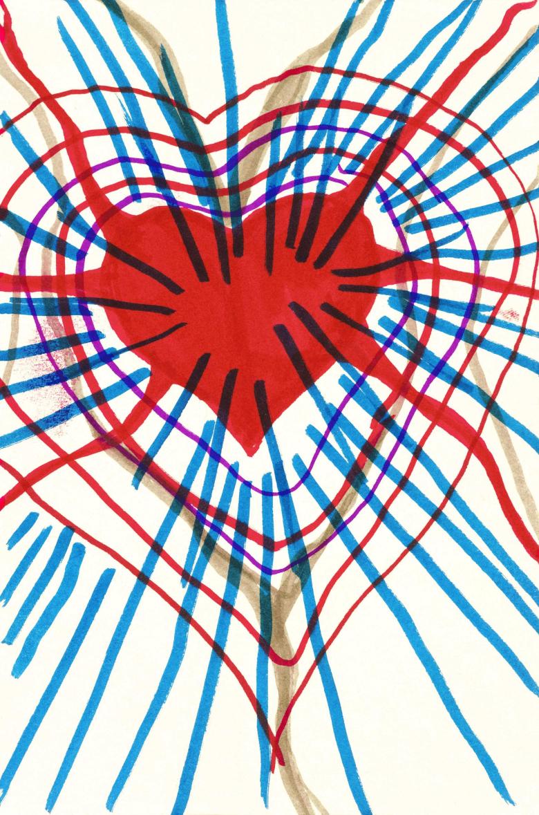 Radiant Heart.  Marker on artist paper, 7 x 4.6 in (17.7 x 12 cm). Fig. 240