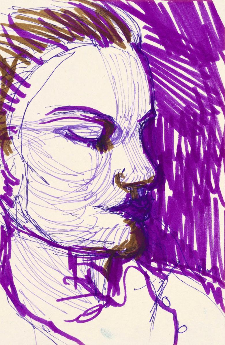 Women in Pink. Marker on artist paper. 7 x 4.6 in (17.7 x 12 cm). Fig. 244